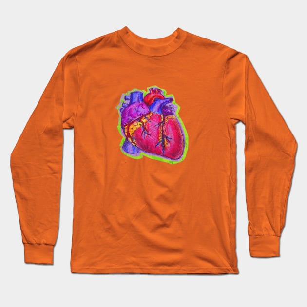 Anatomical Heart Doodle- Anatomy Med Drawing Long Sleeve T-Shirt by ckrickett